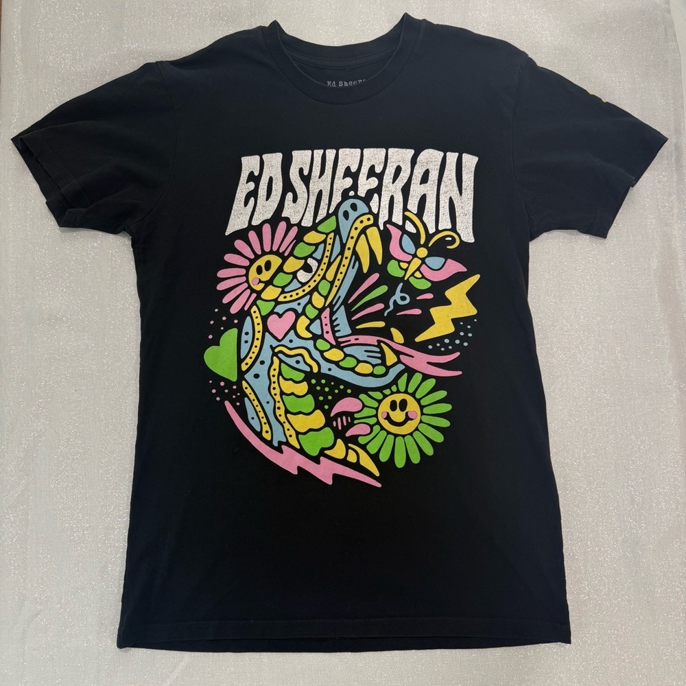 Ed Sheeran Graphic Print Black Cotton Jersey‎ Short Sleeve Men's T-Shirt Small